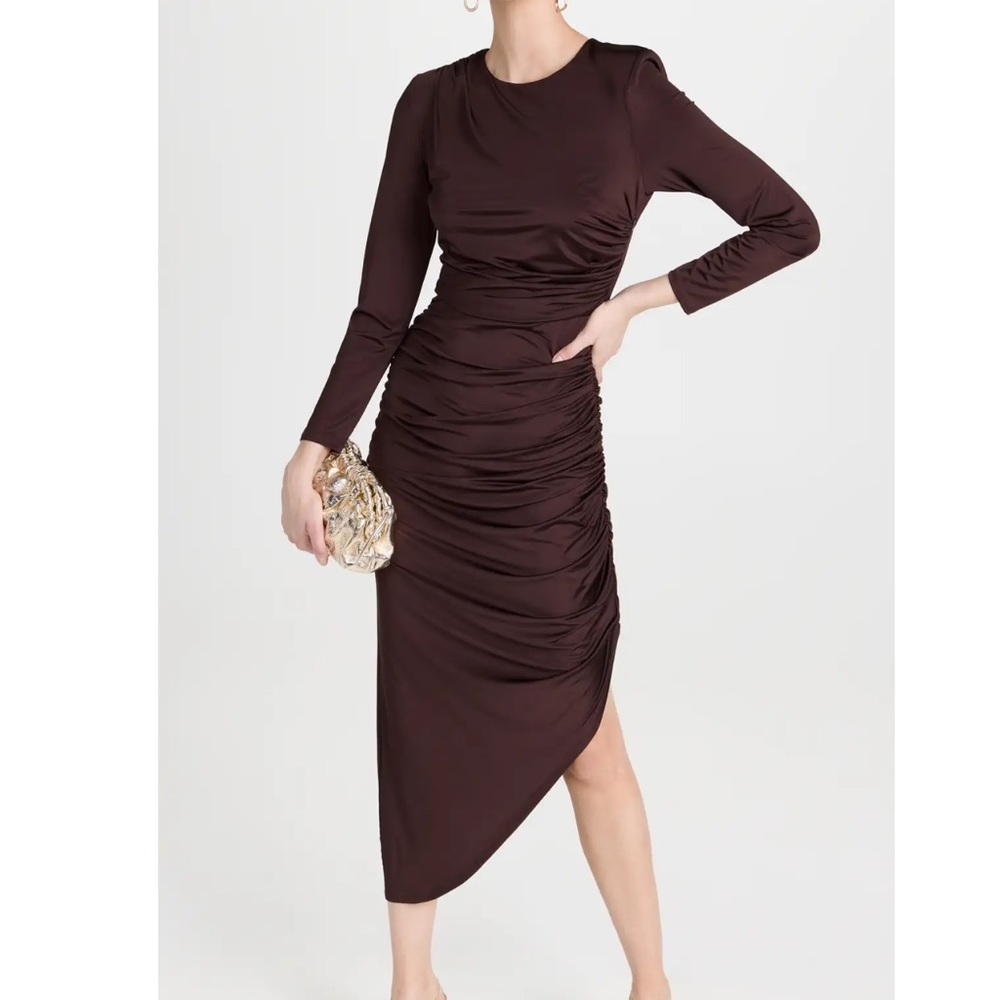 Veronica Beard Tristana Asymmetrical Dress in Deep Brown Chocolate Sz 2 NWT